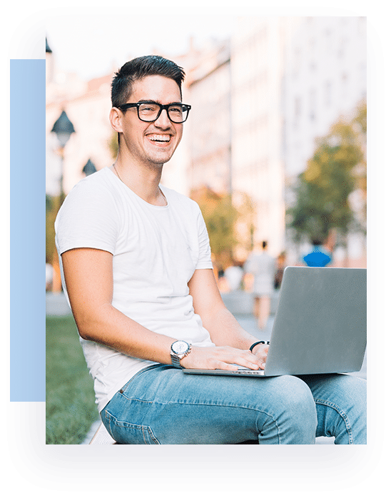 Young man working on the laptop